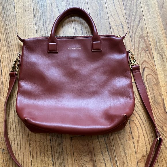 WANT Les Essentiels Mini O'Hare Leather Tote- burgundy leather
